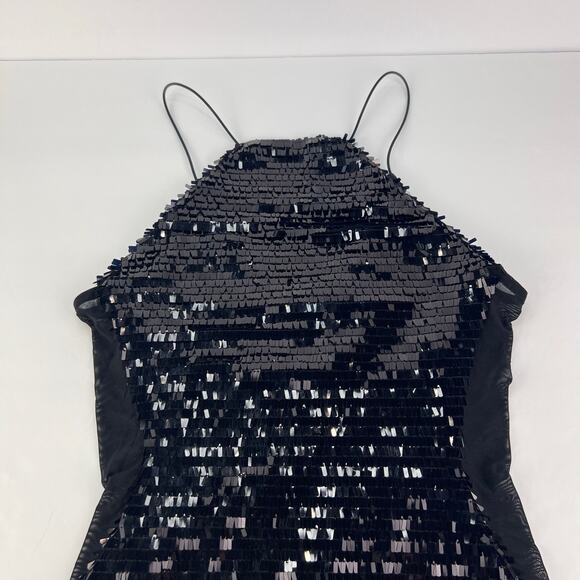 NEW NASTY GAL Vegas Baby Black Sequin Bodycon Mini Dress Sheer Sides XS - Picture 4 of 13